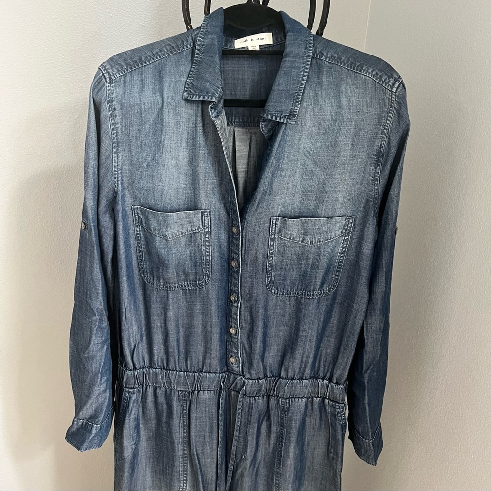 Cloth & Stone Indigo Denim Overalls - Picture 3 of 13